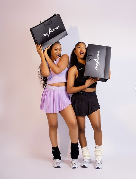 Editorial look — lilac and black skirt sets