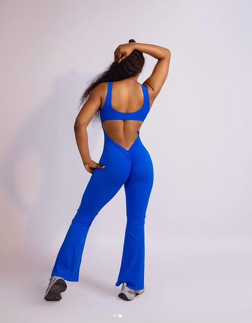 Performance Series — electric blue flared jumpsuit