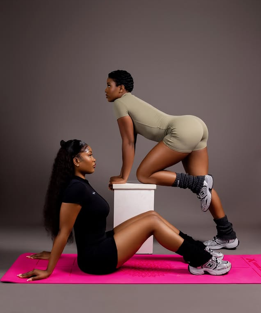 Two women training together